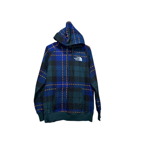 The North Face Tops - North Face Holiday Plaid Hoodie Women Large Blue Green Oversized Outdoors School